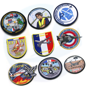 Designer Round Embroidery Badges Tactical Patch Custom Logo Sew on Full French Air Force Embroidered Patches for Garment