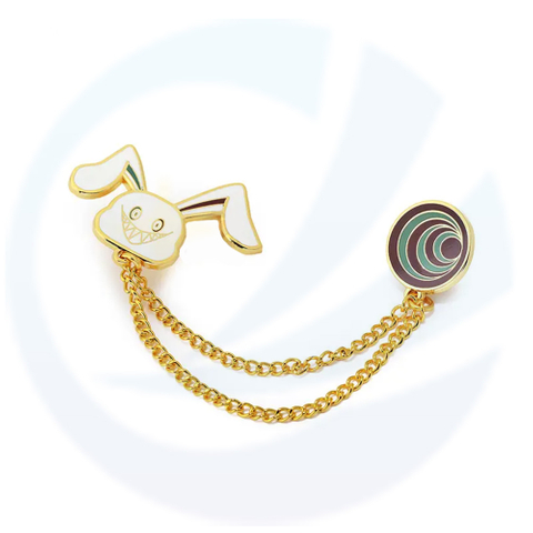 Factory Custom Free Sample Metal Crafts Lapel Pin Soft Enamel Collar Pins with Chain