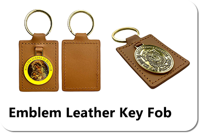 Emblem Leather Key Fob