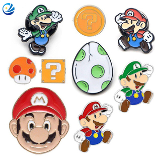 Lapel Badges Labels Wholesale Super Mario Cartoon Anime Pin Mario Bros Enamel Pins Super Mario Metal Pin for Souvenir