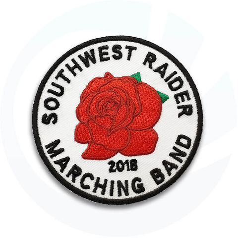 Rose Baseball Red Embroidered Patches