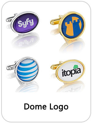 custom cufflink and tie clip Dome Logo